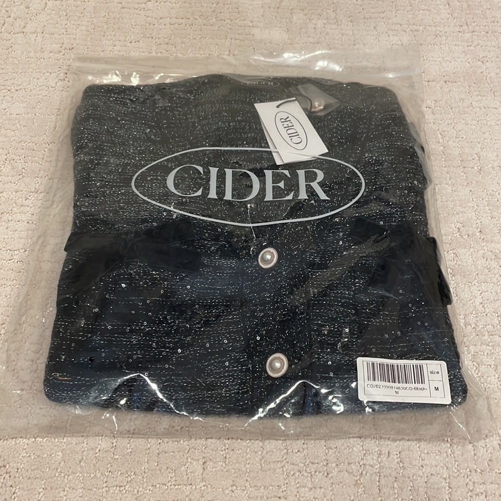 Cider Sprinkled In Fairy Dust Black Cardigan Sz Medium - Picture 7 of 9